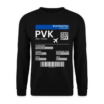 Carte d’embarquement Preveza Aktio Grèce Vacances - Sweat-shirt Unisexe - noir - Devant - Alina (178cm) & Michal (187cm)