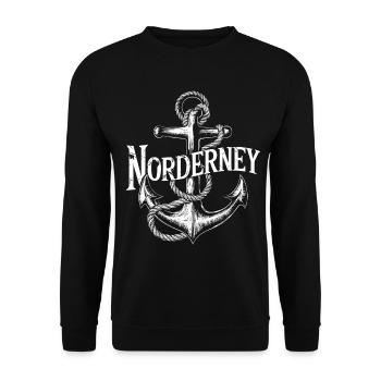 Norderney Nautisches Ankerdesign - Unisex Pullover - Schwarz - Vorne - Alina (178cm) & Michal (187cm)