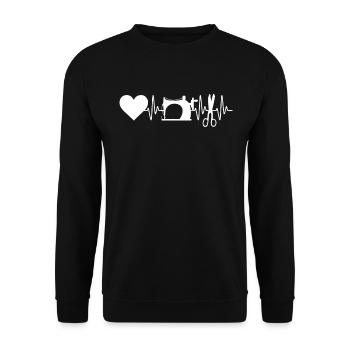 Couture Heartbeat Coeur Couture Amoureux de la couture - Sweat-shirt Unisexe - noir - Devant - Alina (178cm) & Michal (187cm)