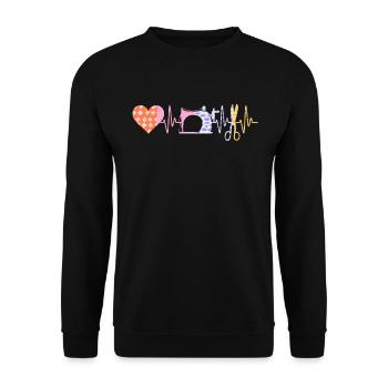 Sewing Heartbeat Heart Sewing - Unisex Pullover - Schwarz - Vorne - Alina (178cm) & Michal (187cm)