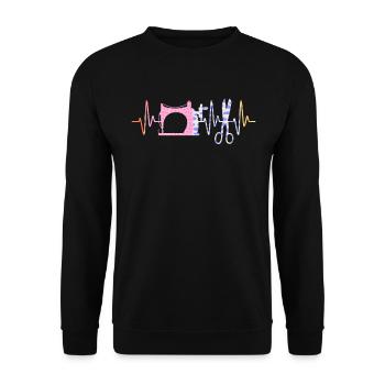 Sewing Heartbeat Heart Sewing Machine - Unisex Pullover - Schwarz - Vorne - Alina (178cm) & Michal (187cm)