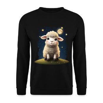 Design de t-shirt à imprimé animal avec un mouton mignon - Sweat-shirt Unisexe - noir - Devant - Alina (178cm) & Michal (187cm)
