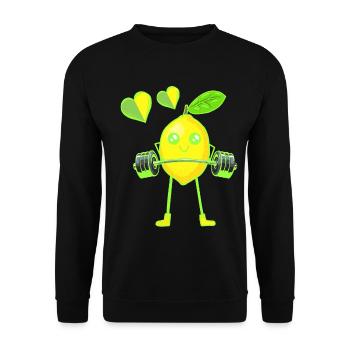 Lemon Weight Exercise Weight GYM Exercise Muscles - Unisex Sweatshirt - black - Front - Alina (178cm) & Michal (187cm)