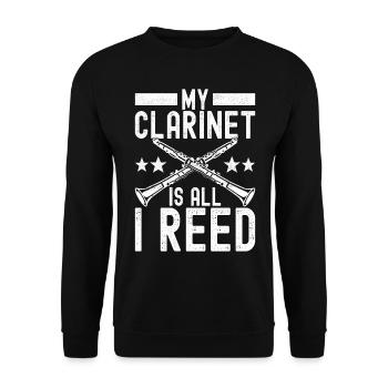 Klarinette Blasinstrument Klarinettenspieler - Unisex Pullover - Schwarz - Vorne - Alina (178cm) & Michal (187cm)