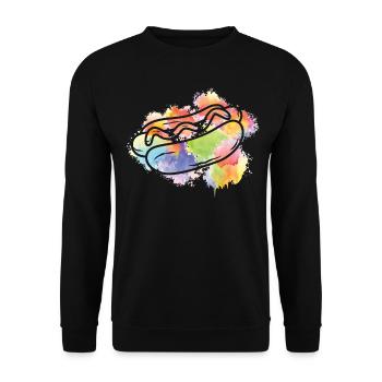 Hot-dog Adulte Aquarelle - Sweat-shirt Unisexe - noir - Devant - Alina (178cm) & Michal (187cm)