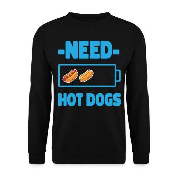 Hot Dog Adult Battery Need Hot - Unisex Pullover - Schwarz - Vorne - Alina (178cm) & Michal (187cm)