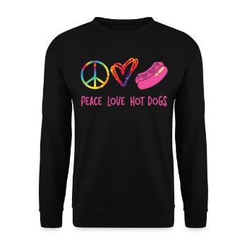 Hot Dog Adulte Tie Dye Peace Love - Sweat-shirt Unisexe - noir - Devant - Alina (178cm) & Michal (187cm)