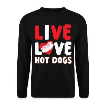 Hot Dog Adult Live Love Hot Dogs - Unisex Sweatshirt - black - Front - Alina (178cm) & Michal (187cm)