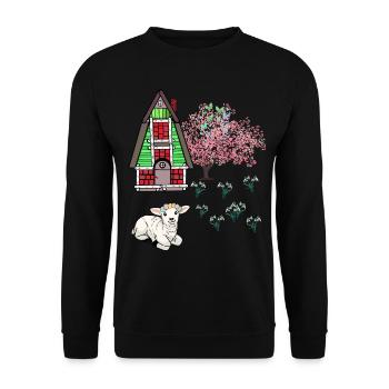 Happy Easter Lamb Schaff Easter Nature Spring - Unisex Sweatshirt - black - Front - Alina (178cm) & Michal (187cm)