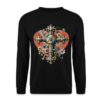 Kreuz Kruzifix Halloween Kreuz Kreuze - Unisex Pullover - Schwarz - Vorne - Alina (178cm) & Michal (187cm)