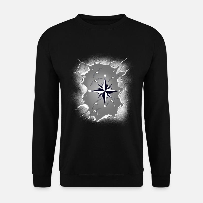 Möwen Möwe Kompass maritim - Unisex Pullover - Schwarz