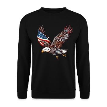 Eagle American Flag 4th of July Eagle Gifts Kids - Unisex Pullover - Schwarz - Vorne - Alina (178cm) & Michal (187cm)