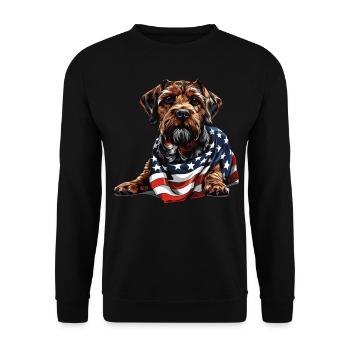 Border Terrier Dog 4th of July American Flag Gifts - Unisex Sweatshirt - black - Front - Alina (178cm) & Michal (187cm)