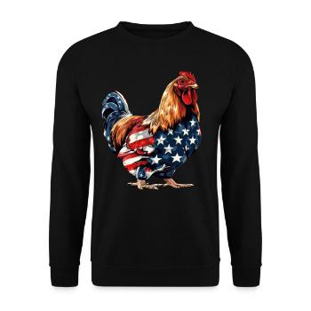 Poulet Drapeau Américain 4 Juillet Poulet Cadeaux - Sweat-shirt Unisexe - noir - Devant - Alina (178cm) & Michal (187cm)