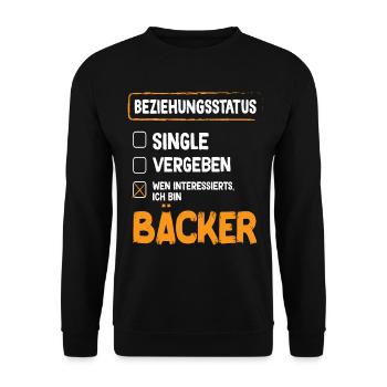 Bäcker Beziehungsstatus Back Backwaren Backen - Unisex Pullover - Schwarz - Vorne - Alina (178cm) & Michal (187cm)