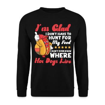 Hot Dog Adult I'm Glad I Don't - Unisex Sweatshirt - black - Front - Alina (178cm) & Michal (187cm)