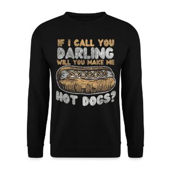 Hot Dog Adulte Vintage Si J’Appelle - Sweat-shirt Unisexe - noir - Devant - Alina (178cm) & Michal (187cm)