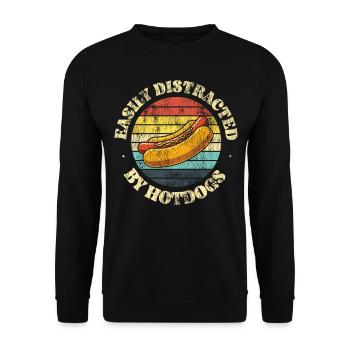 Hot Dog Adult Retro Vintage Easily - Unisex Pullover - Schwarz - Vorne - Alina (178cm) & Michal (187cm)