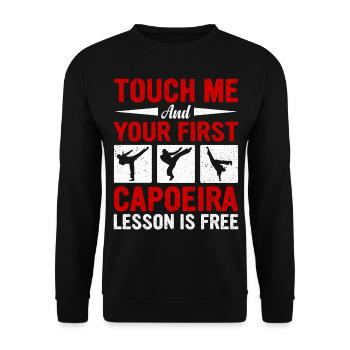 Berühre mich und deine erste Capoeira-Lektion ist kostenlos - Unisex Pullover - Schwarz - Vorne - Alina (178cm) & Michal (187cm)