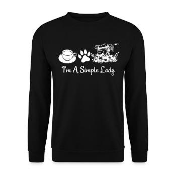 Je suis une simple dame - Amoureux de la couture Amoureux du chat Couture - Sweat-shirt Unisexe - noir - Devant - Alina (178cm) & Michal (187cm)