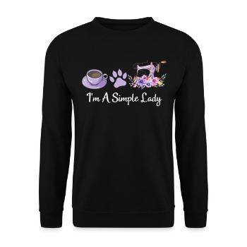 I’m A Simple Lady - Amoureux des chats Amoureux de la couture - Sweat-shirt Unisexe - noir - Devant - Alina (178cm) & Michal (187cm)