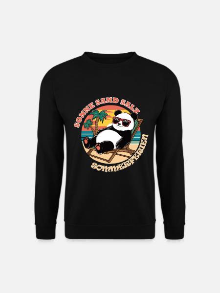 Entspannter Panda Sommerurlaub Sommerferien - Unisex Pullover - Schwarz