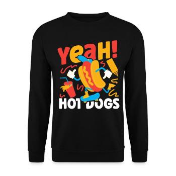 Hot Dog Adult Yeah! Hot Dogs - Unisex Pullover - Schwarz - Vorne - Alina (178cm) & Michal (187cm)