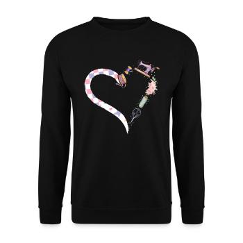 Sewing Machine Sewing Heart Sewing Lover - Unisex Pullover - Schwarz - Vorne - Alina (178cm) & Michal (187cm)