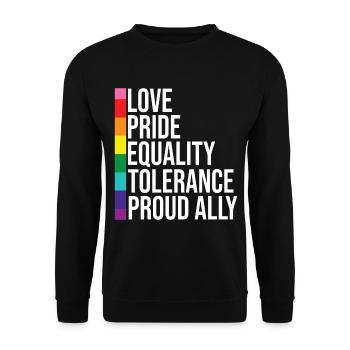 Love Pride Equality Tolerance Proud Ally LGBTQ - Unisex Sweatshirt - black - Front - Alina (178cm) & Michal (187cm)