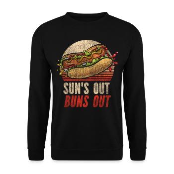 Hot Dog Adulte Vintage Rétro Sun’s - Sweat-shirt Unisexe - noir - Devant - Alina (178cm) & Michal (187cm)