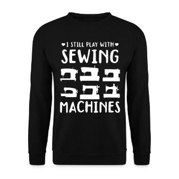 Sewing Ideas - I still play with sewing machines - Unisex Pullover - Schwarz - Vorne - Alina (178cm) & Michal (187cm)