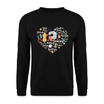 Sewing Machine Sewing Heart Sewing Lover - Unisex Pullover - Schwarz - Vorne - Alina (178cm) & Michal (187cm)