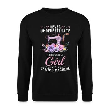 Girl with a sewing machine - Sewing Girls Seamstre - Unisex Pullover - Schwarz - Vorne - Alina (178cm) & Michal (187cm)