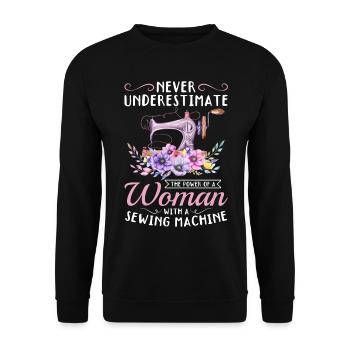 Femme avec une machine à coudre - Sewing Girls Seamstr - Sweat-shirt Unisexe - noir - Devant - Alina (178cm) & Michal (187cm)