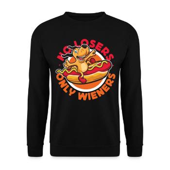 Hot Dog Jeu de mots pour adultes Pas de perdants seulement - Sweat-shirt Unisexe - noir - Devant - Alina (178cm) & Michal (187cm)
