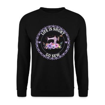 La vie est courte go sew - Machine à coudre Sewing Lover - Sweat-shirt Unisexe - noir - Devant - Alina (178cm) & Michal (187cm)