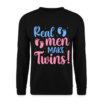 Real Men Make Twins - Unisex Pullover - Schwarz - Vorne - Alina (178cm) & Michal (187cm)
