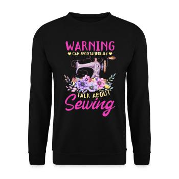 Couture drôle - Avertissement peut parler spontanément - Sweat-shirt Unisexe - noir - Devant - Alina (178cm) & Michal (187cm)