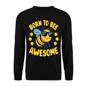 Funny Bee Saying Born to Bee Awesome - Unisex Sweatshirt - black - Front - Alina (178cm) & Michal (187cm)