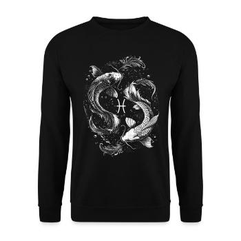 Pisces Sternzeichen Geburtstag Symbol Astrologie - Unisex Pullover - Schwarz - Vorne - Alina (178cm) & Michal (187cm)