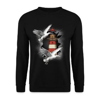 Lighthouses Lighthouse Seagull Seagulls - Unisex Sweatshirt - black - Front - Alina (178cm) & Michal (187cm)