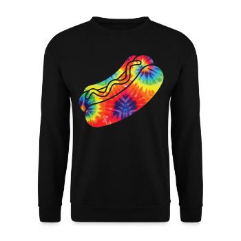 Hot Dog Adulte Tie Dye Années 90 Rétro - Sweat-shirt Unisexe - noir - Devant - Alina (178cm) & Michal (187cm)
