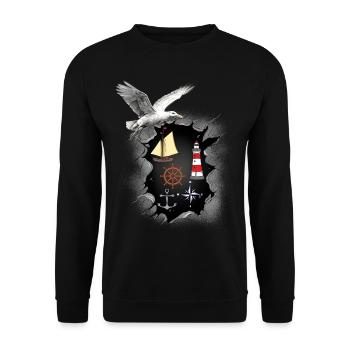 Seagull Maritime Seagulls Seabirds Lighthouse - Unisex Sweatshirt - black - Front - Alina (178cm) & Michal (187cm)