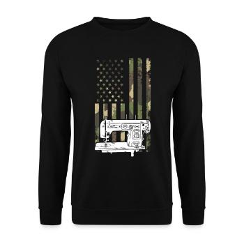 Sewing Camouflage US flag Sewing Machine - Unisex Pullover - Schwarz - Vorne - Alina (178cm) & Michal (187cm)