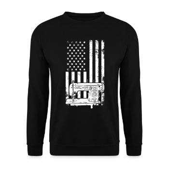 Sewing US flag Sewing Machine US Flag Sewing - Unisex Pullover - Schwarz - Vorne - Alina (178cm) & Michal (187cm)