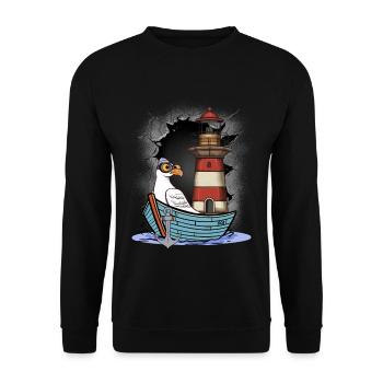 Mouette Mouettes maritimes Phare des oiseaux de mer - Sweat-shirt Unisexe - noir - Devant - Alina (178cm) & Michal (187cm)
