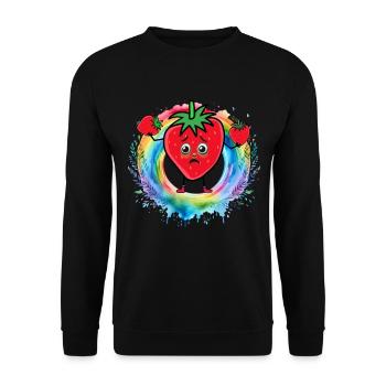 Regenbogen Erdbeeren Erdbeere Obst Früchte - Unisex Pullover - Schwarz - Vorne - Alina (178cm) & Michal (187cm)
