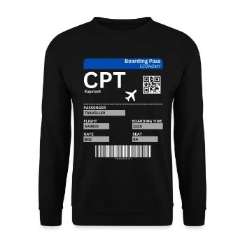Carte d’embarquement au Cap Afrique du Sud Idée de vacances - Sweat-shirt Unisexe - noir - Devant - Alina (178cm) & Michal (187cm)
