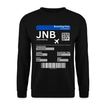 Carte d’embarquement à Johannesburg Afrique du Sud Idée de vacances - Sweat-shirt Unisexe - noir - Devant - Alina (178cm) & Michal (187cm)