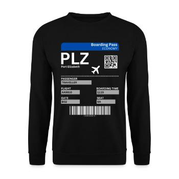 Port Elizabeth Boarding Pass Südafrika Urlaub Idee - Unisex Pullover - Schwarz - Vorne - Alina (178cm) & Michal (187cm)